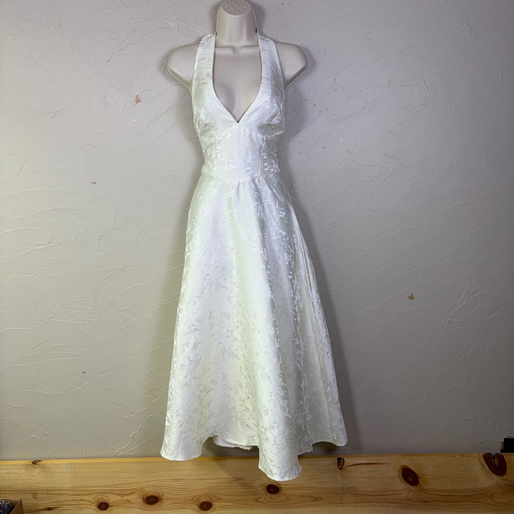 Cider Halter Dress Women Dress Medium White Basque Waist Marilyn Corset Wedding